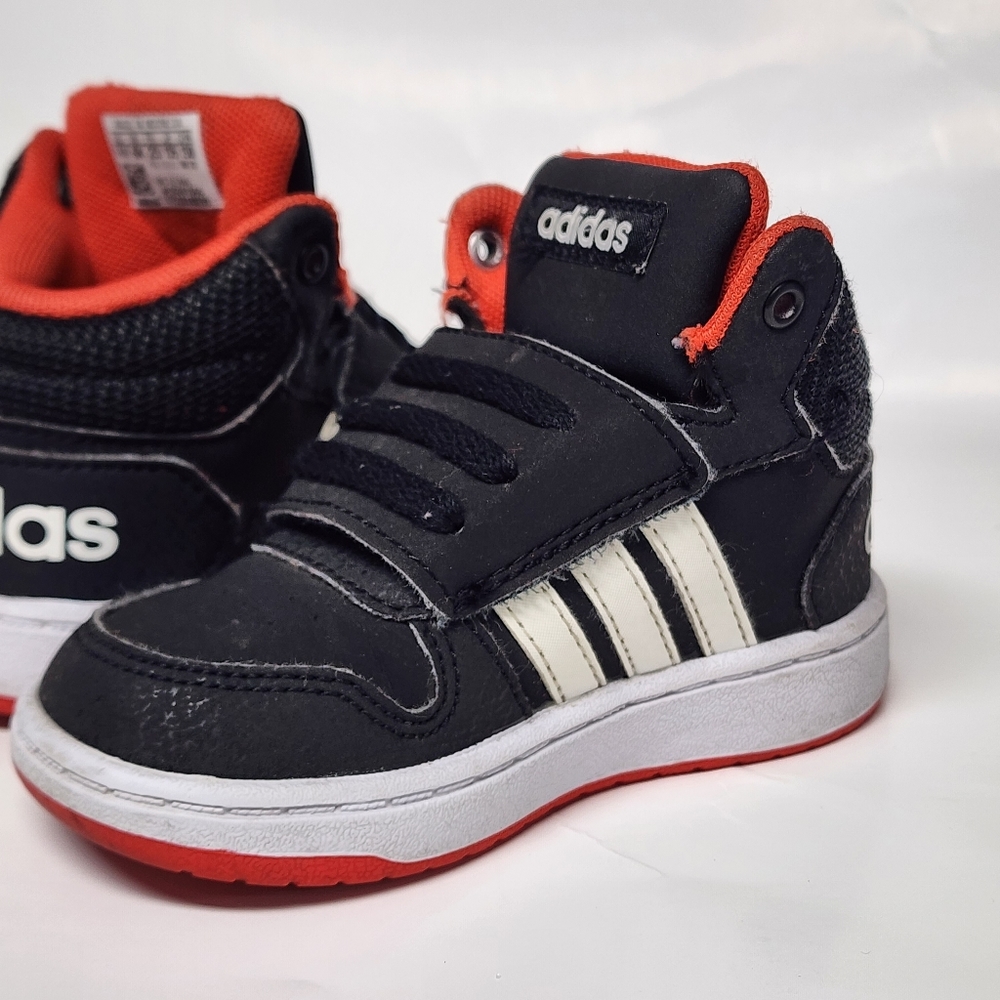 Adidas Hoops Mid 2.0 Boys Shoes Size 6.5 Toddler Basketball Sneakers Black Red - Picture 8 of 9